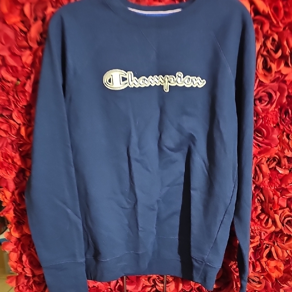 Champion Men's Navy Sweatshirt W/ Stitched Logo Size Medium